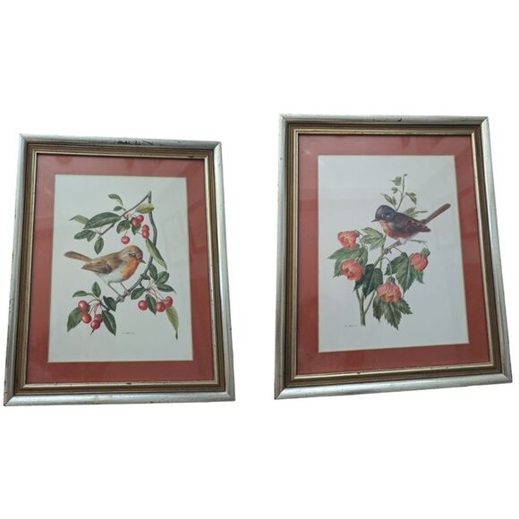 Vintage A. Marlin set of 2 framed bird art prints‎ - Picture 1 of 11